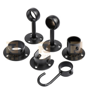 Black Stainless Steel Flange Base JNT-181 Wall Mount <b>Wardrobe</b> Hardware Support Bracket - Product Image 3