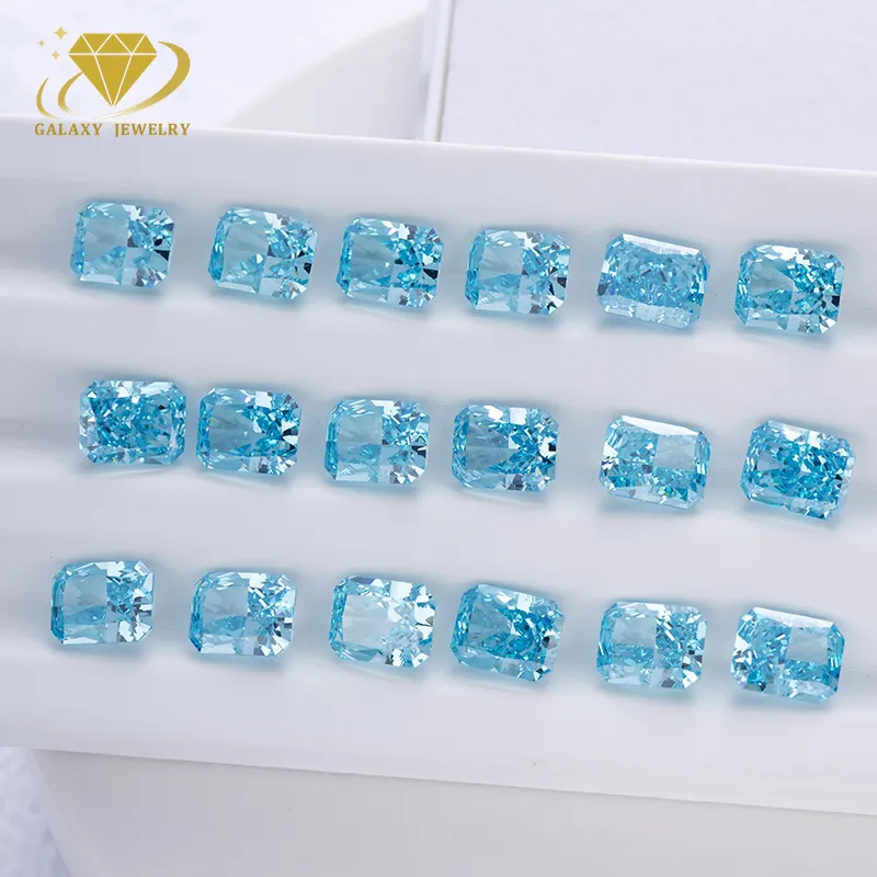 China fornecedor octógono corte de gelo CZ fantasia vívida água-marinha triturada corte de flores de gelo zircônia cúbica gems para fazer jóias