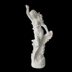 手工雕刻的白色大理石裸体女人雕像