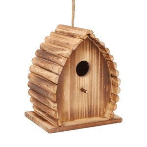 Casa para Pájaros Colgante de Madera para Exteriores, Caja de Anidación de Madera Natural Sólida para Pájaros Silvestres, Decoración de Jardín y Patio Trasero - Product Image 1