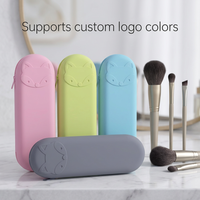 Pochette de maquillage en silicone durable et écologique JOYSUN avec fermeture éclair, étui de voyage imperméable pour pinceaux de maquillage