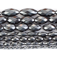 AsVrai U AAA + couleur noire pierre d'hématite naturelle perles d'espacement en forme de riz à facettes pour la fabrication de bijoux accessoires de bracelet à bricoler soi-même