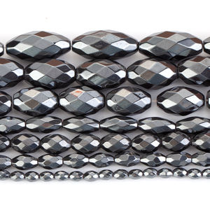 AsVrai U AAA + colore nero naturale pietra di ematite sfaccettata forma di riso perline distanziatori per la creazione di gioielli fai da te bracciale accessori - Product Image 4