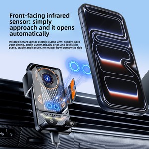 Aérateurs de climatisation de <span class=keywords><strong>voiture</strong></span> à <span class=keywords><strong>ouverture</strong></span> et fermeture automatiques avec <span class=keywords><strong>support</strong></span> de téléphone à chargement sans fil en ABS pour usage intérieur - Product Image 3