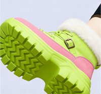Nouvelles bottes d'hiver pour femmes 2026, luxe, vert et rose, thermiques, imperméables, design unique, doublure en coton, respirantes, chaudes, cheville