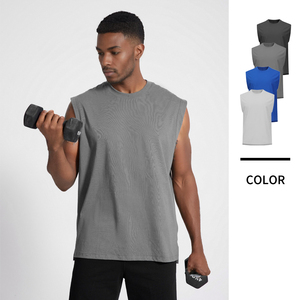 Kaos Sorona Tanpa Lengan Model Amerika Leher Bulat Bahu Lebar untuk Pria, Cocok untuk Olahraga dan Kebugaran Basket - Product Image 1