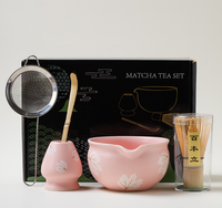 Service à thé Matcha de haute qualité avec boîte en papier coffret cadeau ensemble bol et support en céramique