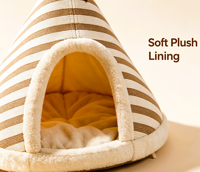 Nouveau Nid de Chat Mignon en Forme de Yourte Tricoté Épais et Chaud pour l'Automne et l'Hiver, Maison de Chat Ronde d'Intérieur en Tissu Rembourré de Coton pour Noël, Lit pour Animaux de Compagnie