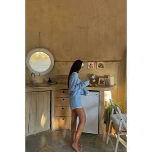 ชุดเซ็ตสองชิ้นผ้าลินิน 100% แบรนด์ Blue Spruce คอเสื้อแบบไม่สมมาตร ดีไซน์สำหรับไซส์ XS คอลเลคชั่นใหม่ 2 ชิ้น - Product Image 4