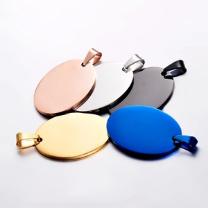 Breloque d'identification pour animaux de compagnie en acier inoxydable de forme ovale, 5 couleurs |   Pendentif gravable vierge pour collier de chien ou de chat |   Bijoux en gros - Product Image 3