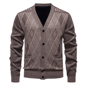 Pull <span class=keywords><strong>Cardigan</strong></span> Tricoté Homme Tendance Décontracté Hiver, Personnalisable avec Logo, Col en V à Boutons - Product Image 6