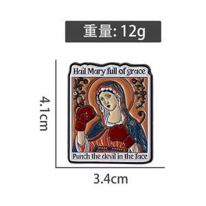 Dessin animé boxe émail broches coulée je vous salue marie pleine grâce poinçon diable visage broches revers Badge bijoux de mode - Product Image 6