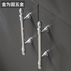 French Cabinet <b>Door</b> <b>Silver</b> Handles Brass Bar Shape Durable Furniture Hardware For Cabinet <b>Doors</b> - Product Image 3