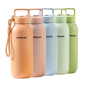 Bouteille d'eau en acier inoxydable à double paroi isolée sous vide avec logo personnalisé, couvercle à poignée et corde pour la salle <span class=keywords><strong>de</strong></span> sport et le camping - Product Image 5