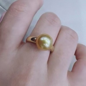 Bague en argent pur 925 avec perle naturelle ronde de 10-11 mm, design en or massif, aspect argent épais et sans défaut - Product Image 2