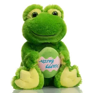 20厘米毛茸茸的绿色软动物可爱青蛙毛绒玩具复活节彩蛋玩具