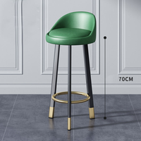 Tabourets de bar hauts modernes en fer pivotants avec petit dossier pour salon de thé, villa, école