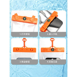 Étui pour téléphone portable en PVC entièrement transparent de grande capacité, bord tridimensionnel, cou suspendu, natation, écran tactile à emporter scellé - Product Image 1