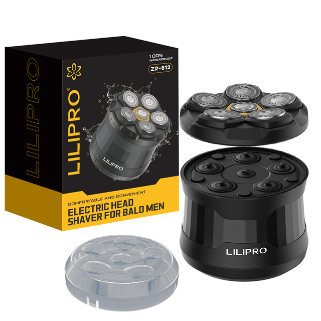 LILIPRO ZP-812 Rechargeable Palm Bald Head Shaver Low Noise One Hand Use 6D Magnetic Electric Head Shaver for Bald Men