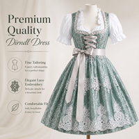 Robe de travail Dirndl à manches bouffantes brodées de dentelle, en fibre de polyester antibactérienne, plusieurs couleurs personnalisables, pour festival de la bière
