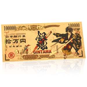 Billets de banque en feuille d'or <span class=keywords><strong>Gintama</strong></span> de l'anime japonais Kindian, billets en plastique plaqués or 24 carats, cartes de collection de dessins animés, souvenirs - Product Image 3