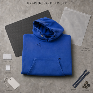 เสื้อฮู้ดดี้ลายเปลวไฟแบบทำเองสำหรับผู้ชาย สีน้ำเงิน ขาดรุ่ย ทรงโอเวอร์ไซส์ สไตล์สตรีทแวร์ เสื้อพูลโอเวอร์กรันจ์ เสื้อสเวตเชิ้ตแบบสั่งทำพิเศษ - Product Image 2