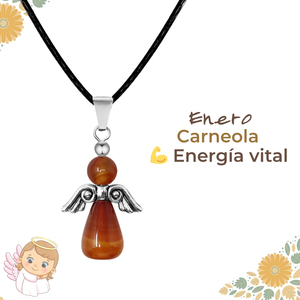 January Birthstone ciondolo angelo custode placcato oro ali alla moda stile carino diamante perla intarsiato in ottone materiale corda catena - Product Image 2