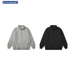 Felpa Casual da <span class=keywords><strong>Uomo</strong></span> <span class=keywords><strong>con</strong></span> <span class=keywords><strong>Mezza</strong></span> <span class=keywords><strong>Zip</strong></span> e Collo Alto in Cotone 100% Pre-Ristretto 450gsm, Tinta Unita - Product Image 4