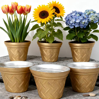 Pot de fleurs de designer WOJU, style moderne, en PP, écologique, léger, durable, grand format, électroplaqué, sculpté à la main, pour balcon et jardin
