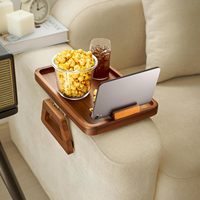 Großhandel |   Akazienholz Sofa-Armlehnenablage mit Handyhalterung - Tischclip - Couch-Armtisch für Breite Sofas