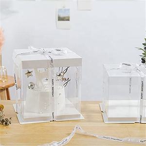 बड़े केक पैकिंग ले जाने के साथ पीईटी स्पष्ट बॉक्स रिबन और पूर्व-मुड़ा ढक्कन - Product Image 4