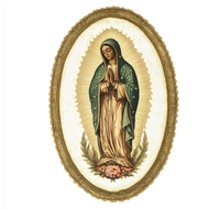 Cadre photo ovale classique en résine avec miroir, motif Vierge Marie, pour décoration religieuse de table, vente en gros sous marque privée