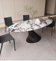 Table à manger ovale en marbre noir de style moderne, en pierre naturelle, grand marbre antique, pour restaurant, mobilier de salle à manger, usage domestique