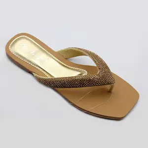 customized Ladies Shoes Flat Casual Fashion rhinestone Slipper Women Beach Oran Sandals Outdoor Casual One Thong Slipper 2024