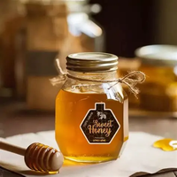 Étiquette alimentaire personnalisée imprimée en couleur, adhésive et imperméable pour bouteille de miel, autocollant pour pot en verre de miel d'abeille pour emballage alimentaire