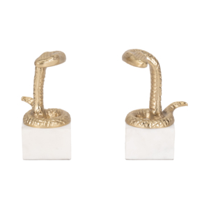 Fermalibri in Metallo a Forma di Serpente su Base in Marmo, Decorazione Artistica per Casa, Biblioteca o Ingresso, Design Moderno - Product Image 1