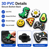Accessoires de chaussures en PVC souple personnalisés OEM, ensemble d'ornements pour sabots avec motifs pizza, crâne, visage souriant