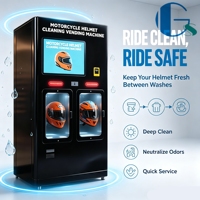 Distributeur automatique de nettoyage de casques commerciaux, paiement par pièces et carte QR, désinfection et séchage de casques de moto 24h/24 sans assistance humaine