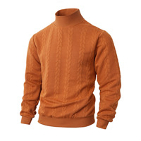 Pull en maille à col roulé pour homme, coupe ajustée, couleur unie, jacquard torsadé, automne-hiver, chaud, manches longues, confortable et tendance