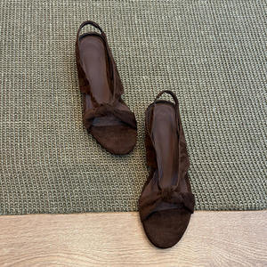 Sandalias de cuña con diseño exclusivo, punta abierta, punta redonda y tiras cruzadas para mujer, sandalias romanas versátiles - Product Image 1