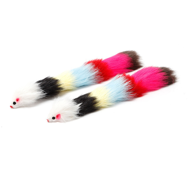 Cat Toy Interactive Teasing Cat Toy Colorful Plush Simulation Mouse with Bell Pet Sound Toy