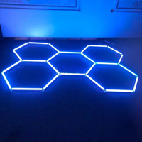 Système d'éclairage LED RGB pour garage à 5 grilles, plafonnier hexagonal RGB pour studio, atelier, bureau, salle de jeux, fête