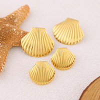 Boucles d'oreilles clous en acier inoxydable plaqué or 18 carats pour femme, motif coquillage texturé, style océan vintage, cadeau de fête, vente en gros