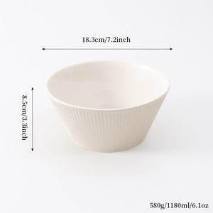 Tazón de cerámica blanca Chaozhou para ramen Dw1043y 7, color sólido, resistente a altas temperaturas, para uso doméstico, hotelero, para café y té. - Product Image 4