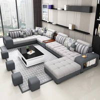 Italienisches Luxus-U-förmiges Sofa-Set Wohnzimmermöbel Hochwertiges Großes Sofa-Set Modernes Design Multifunktionales Holzsofa