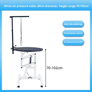 पालतू ग्रूमिंग टेबल सेट गोल घूर्णन बालों को काटने की टेबल हाइड्रोलिक लिफ्ट और 3 लूप 23.6 इंच टेबलटॉप चौड़ाई - Product Image 2