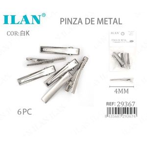 Fermagli per capelli in metallo Ilan 4 mm bianchi, confezione da 6 pezzi - Product Image 1
