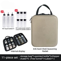 Ensemble de 11 bouteilles à épices portables en EVA rigide pour l'extérieur, camping, pique-nique, distributeur d'épices, bouteilles d'huile pour barbecue, combo d'assaisonnements