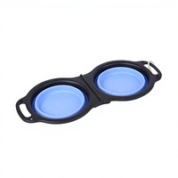 Bol double pliable en silicone pour animaux de compagnie, étanche, pour les voyages, pour chiens