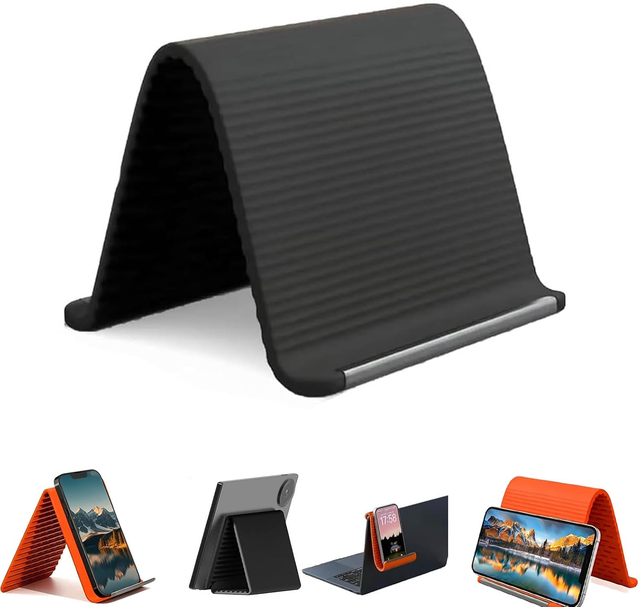 Folded Into Any Shape Silicone Phone Holder with Aluminum Mount for Phone Tablet Laptop